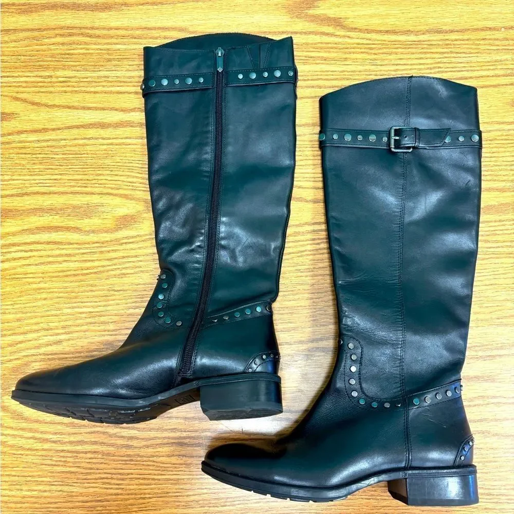 Sam Edelman Black Leather Knee-High Boots w studded accents, gorgeous 🤩